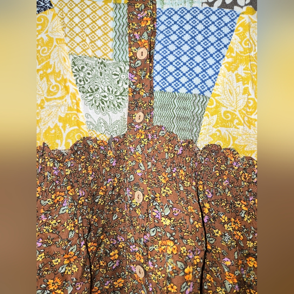 Easel Multicolor Patchwork Floral Blouse - image 4